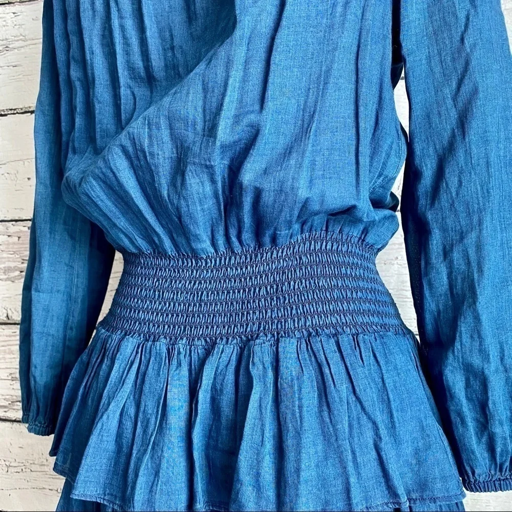 Michael Kors chambray off shoulder tiered dress